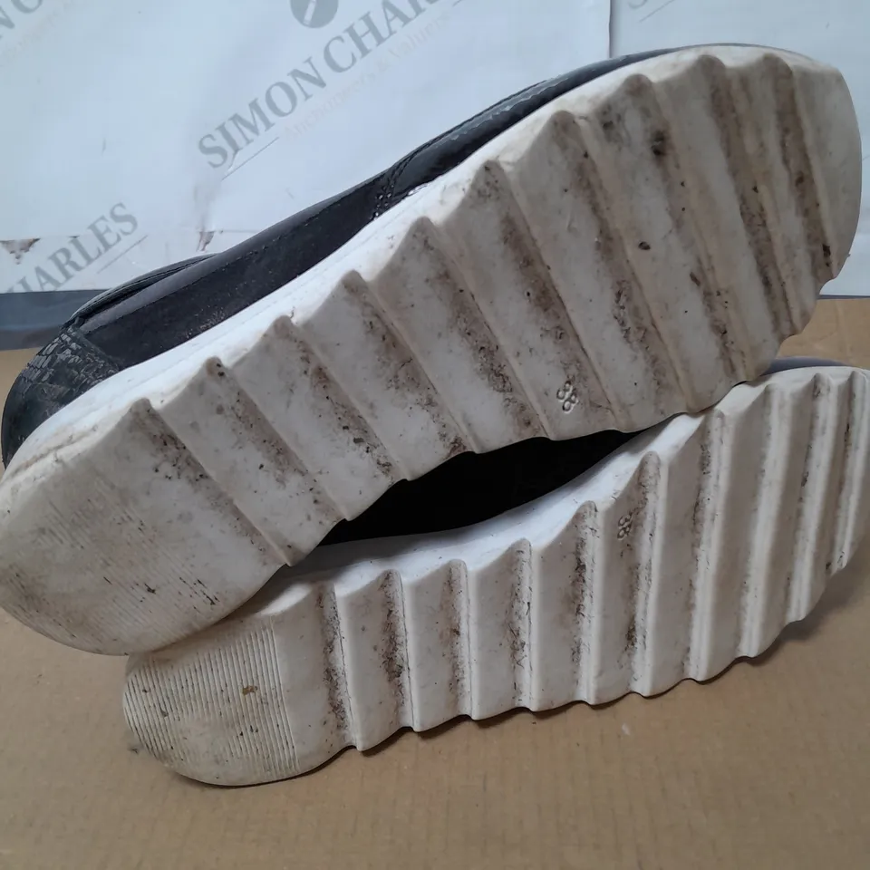 PAIR OF RUTH LANGSFORD WEDGE TRAINERS IN BLACK SIZE 5