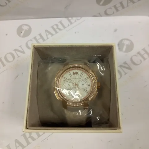 MICHAEL KORS LADIES ROSE GOLD/WHITE WRIST WATCH