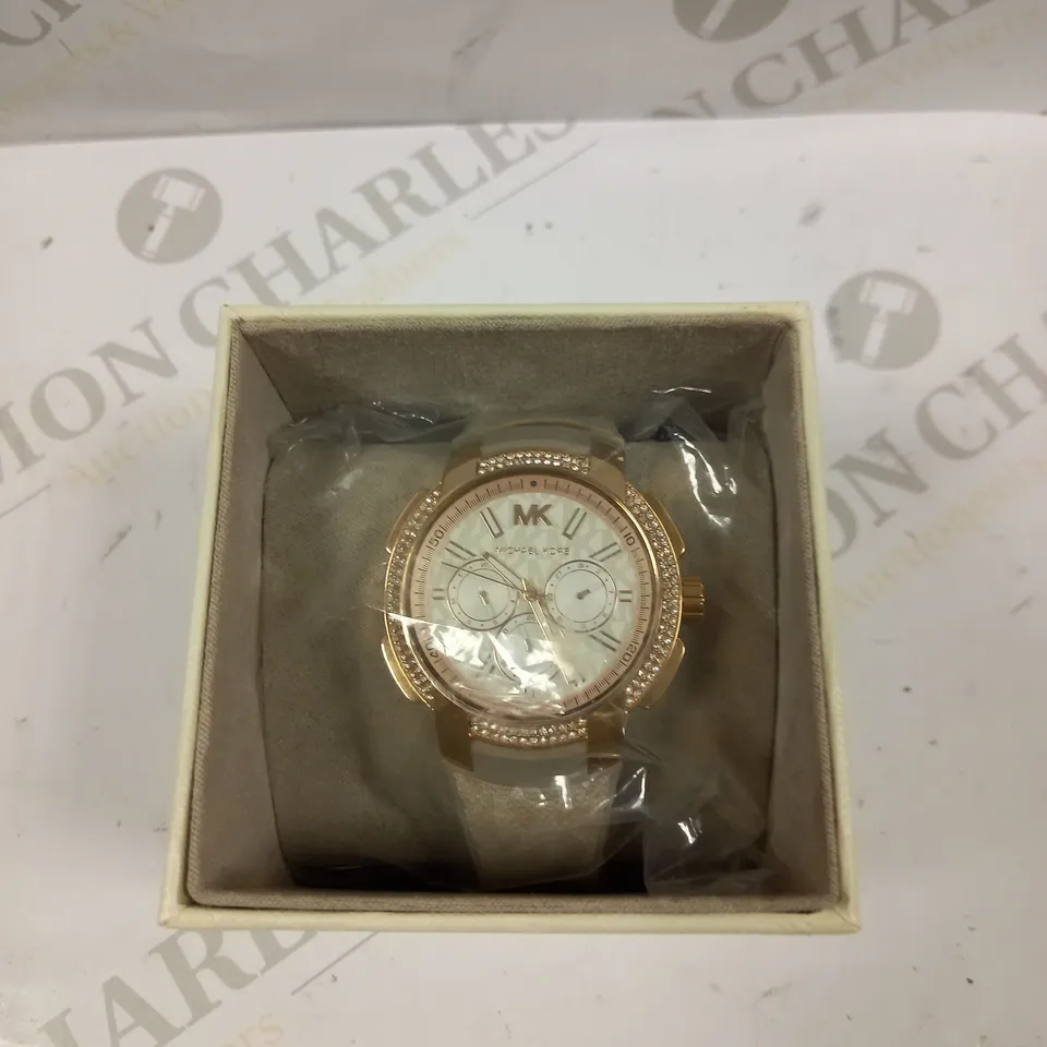 MICHAEL KORS LADIES ROSE GOLD/WHITE WRIST WATCH 