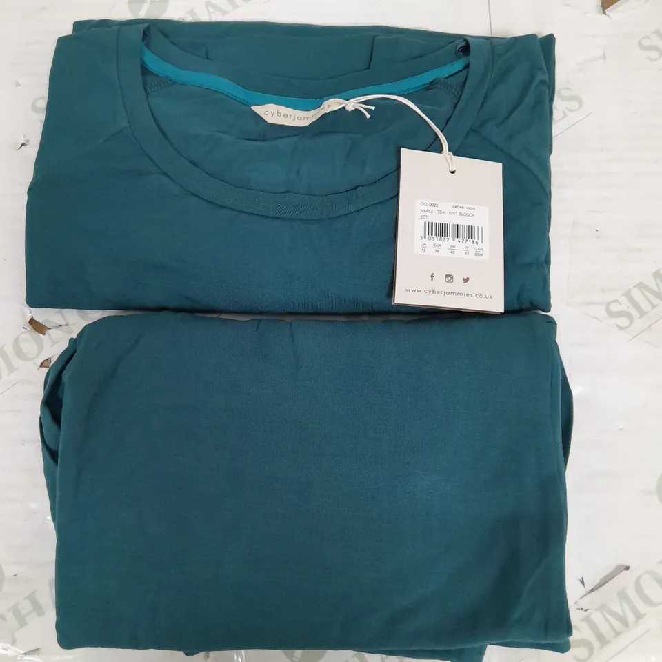 CYBER JAMMIES MAPLE TEAL KNIT SLOUCH SET - UK 12