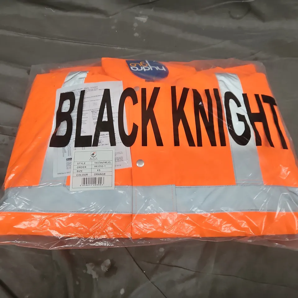 BAGGED BLACK KNIGHT TRISTAN FOUL WEATHER HIGH VISIBILITY WARNING JACKET IN ORANGE - XS