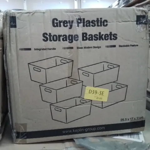 BOXED GREY PLASTIC STORAGE BOXES 