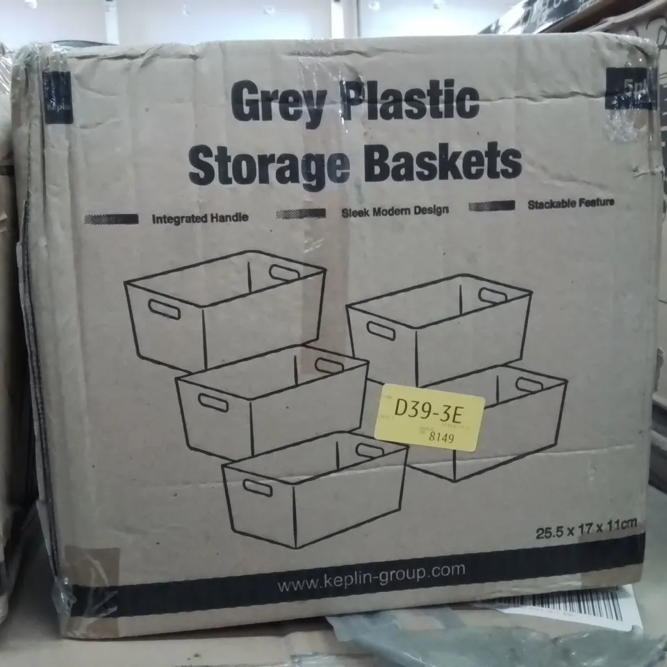 BOXED GREY PLASTIC STORAGE BOXES 