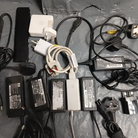 LOT OF ASSORTED CABLES, CHARGERS, PLUGS AND LEADS