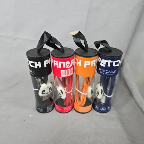 APPROXIMATELY 18 ASSORTED PATCH USB LIGHTNING CONNECTORS CABLES TO INCLUDE ORANGE, NAVY, RED & BLACK VARIATIONS 