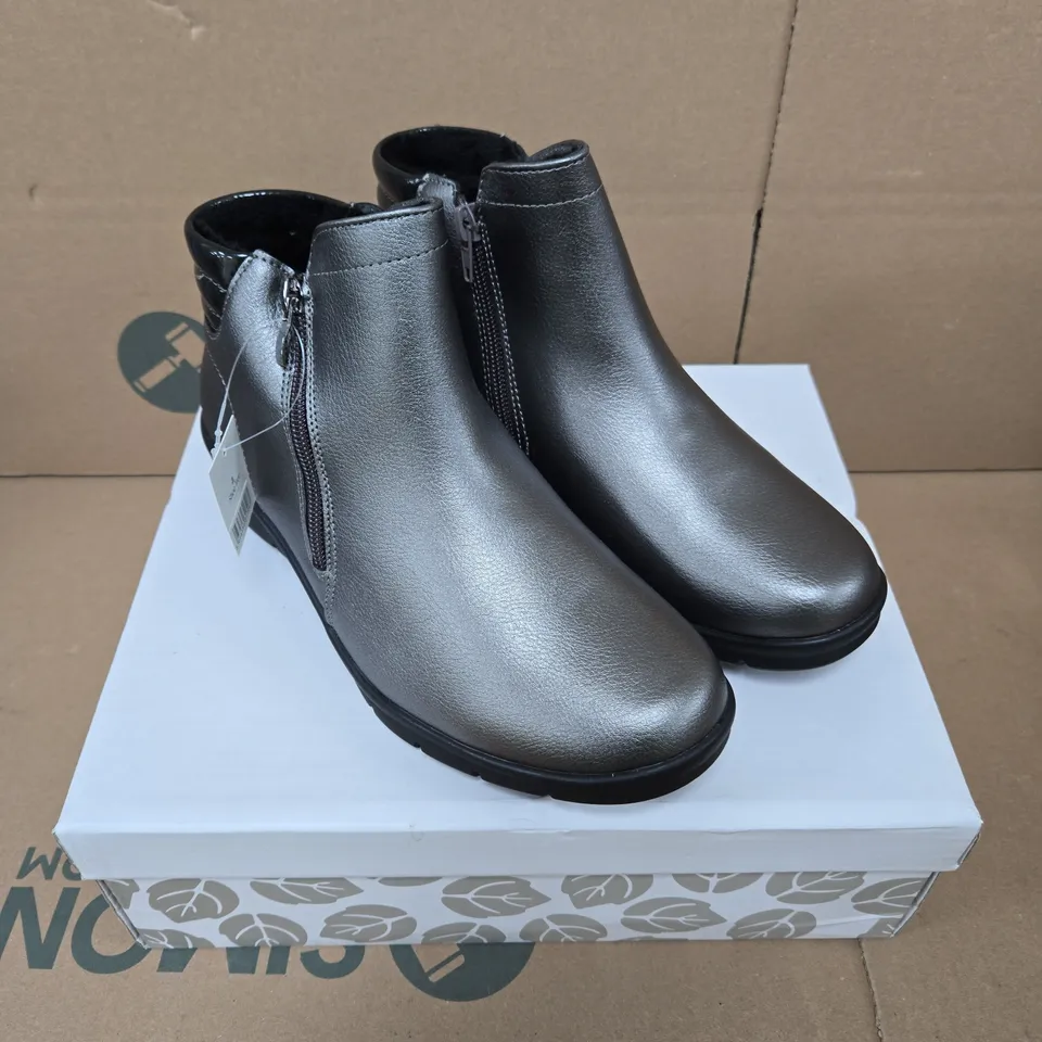 SHOE TREE COMFORT ZENA PEWTER ANKLE BOOTS – UK 4