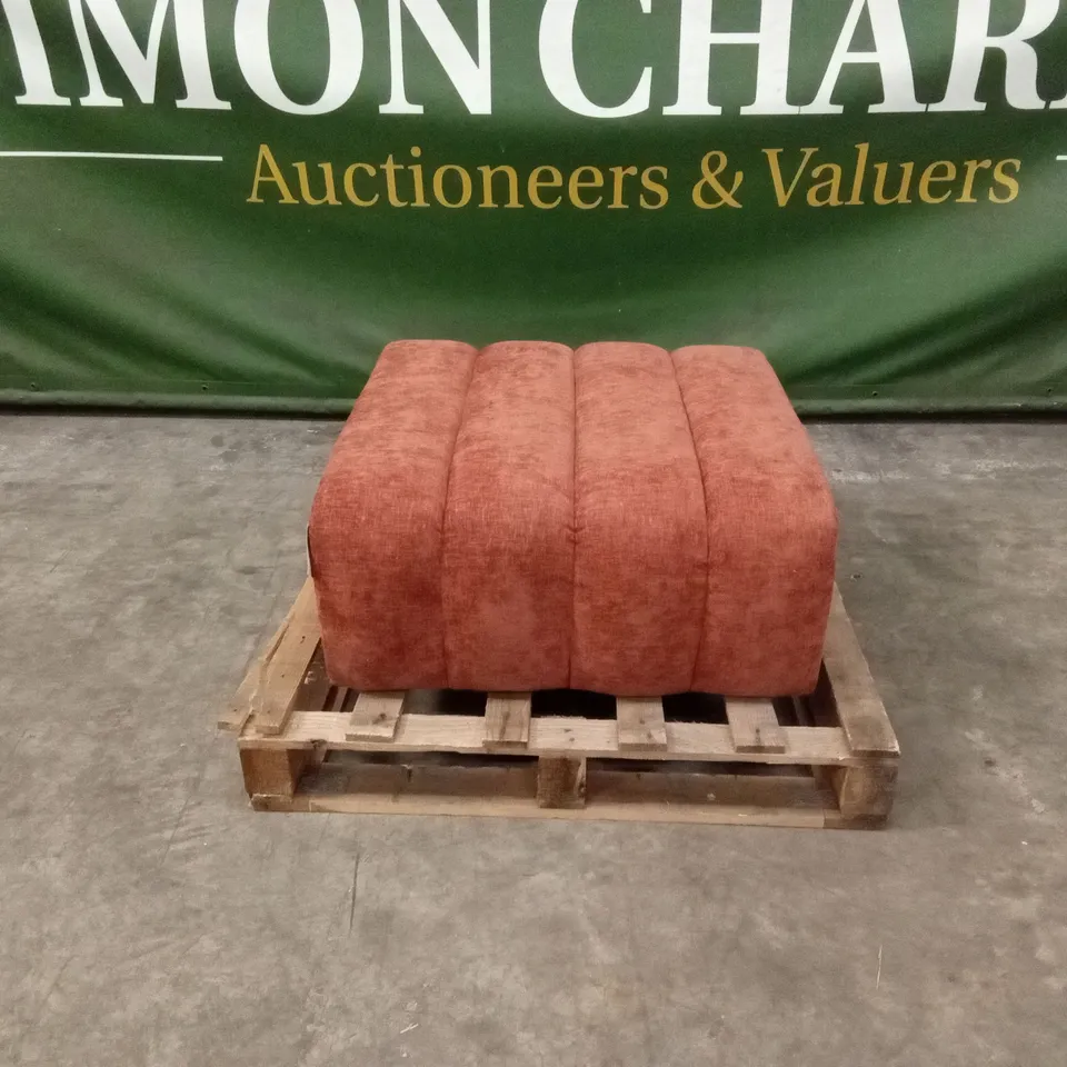 QUALITY DESIGNER BURNT ORANGE FABRIC FOOTSTOOL