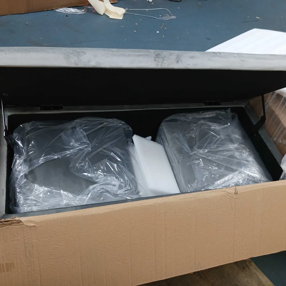 BOXED ALISON CORK VELVET NESTABLE STORAGE OTTOMAN, DOVE GREY [COLLECTION ONLY]