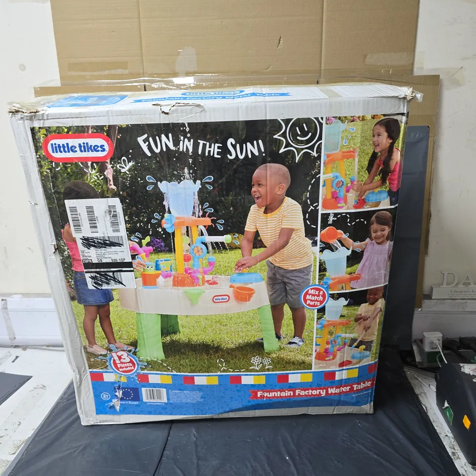 BOXED LITTLE TIKES FOUNTAIN FACTORY WATER TABLE