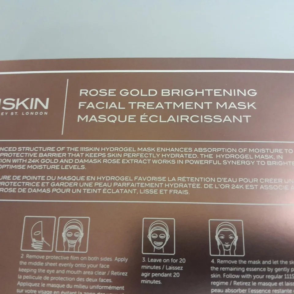 BOXED 111SKIN HARLEY ST.LONDON ROSE GOLD BRIGHTENING FACIAL TREATMENT MASK - 5X30ML