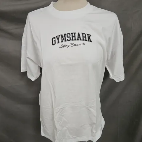 GYMSHARK LIFTING ESSENTIALS GRAPHIC OVERSIZED TSHIRT IN WHITE SIZE M