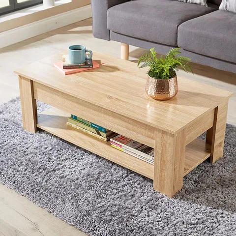 BOXED ALRUN COFFEE TABLE WITH STORAGE - OAK (1 BOX)