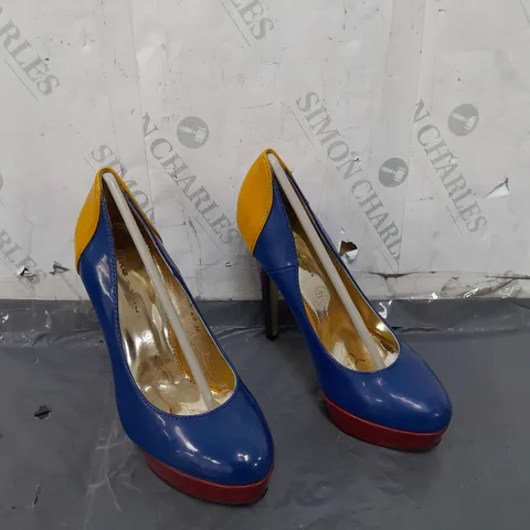 PAIR OF LIKE YOU MULTI-COLOUR HIGH HEELED SHOES - SIZE 36 