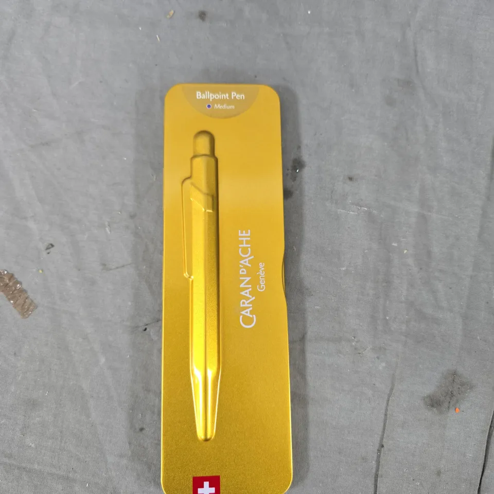 CARAN D'ACHE GENÈVE BALLPOINT PEN – YELLOW/GOLD IN PRESENTATION CASE 