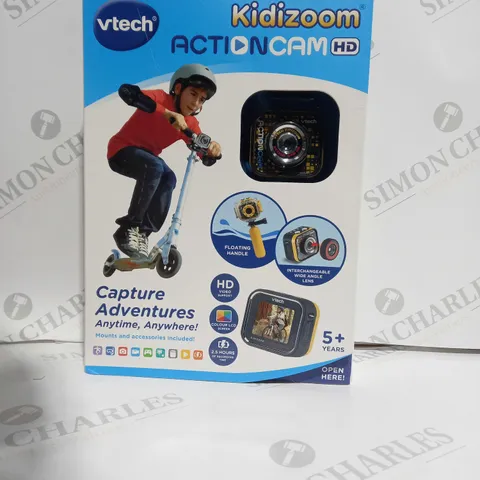BOXED VTECH KIDIZOOM ACTIONCAM WITH HD VIDEO SUPPORT , COLOUR LCD SCREEN , 2.5 HOURS OF RECORDING TIME
