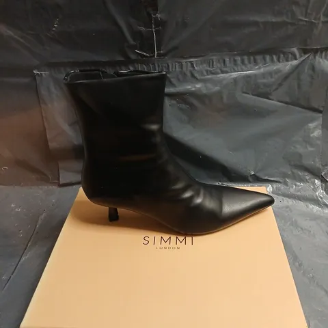 SIMMI LONDON BLACK LEATHER ANKLE BOOTS β WOMEN'S POINTED TOE, STILETTO HEEL UK 5