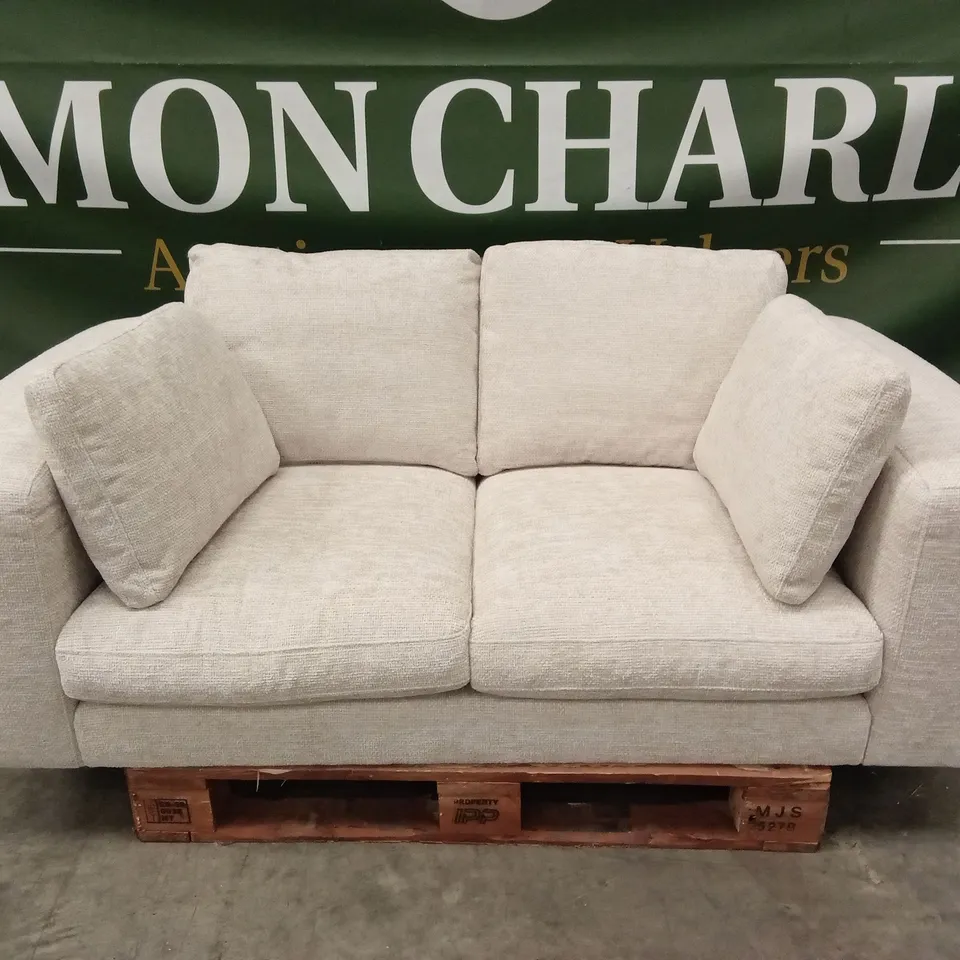 DANETTI QUINN NATURAL FABRIC DARK WOOD 2 SEATER SOFA RRP £849