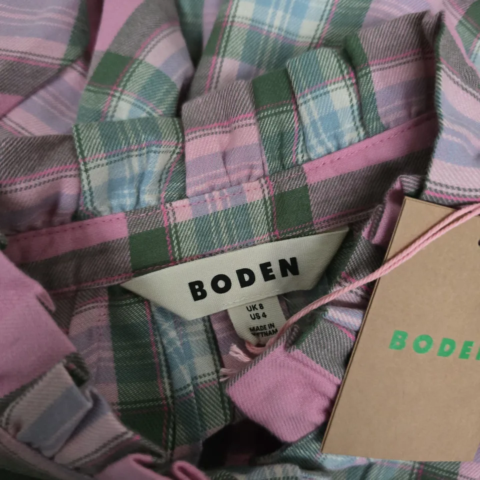 BODEN WOMEN'S PINK PLAID SHIRT – UK 8 (US 4)