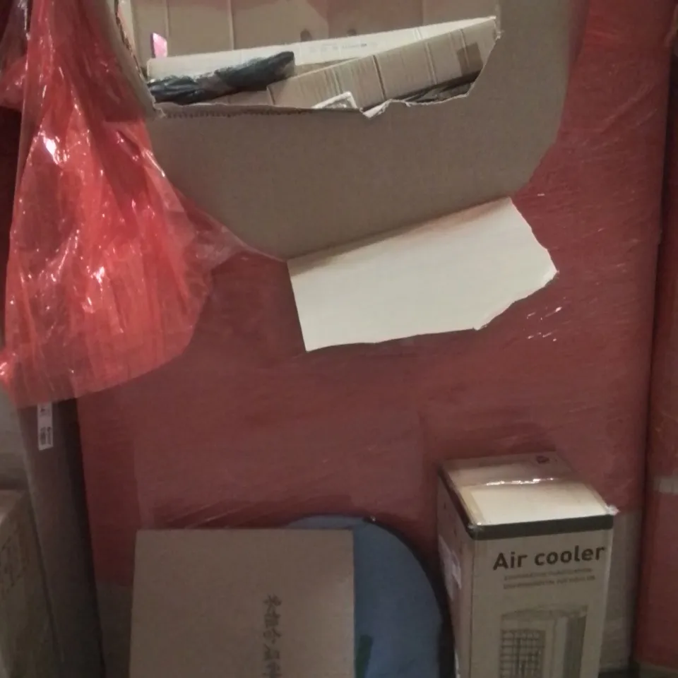 PALLET OF ASSORTED HOUSEHOLD GOODS AND PRODUCTS TO INCLUDE;POPUP TENT,AIR COOLER,PICTURE FRAMES 