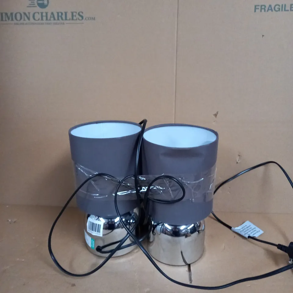 SET OF 2 SILVER TABLE LAMPS