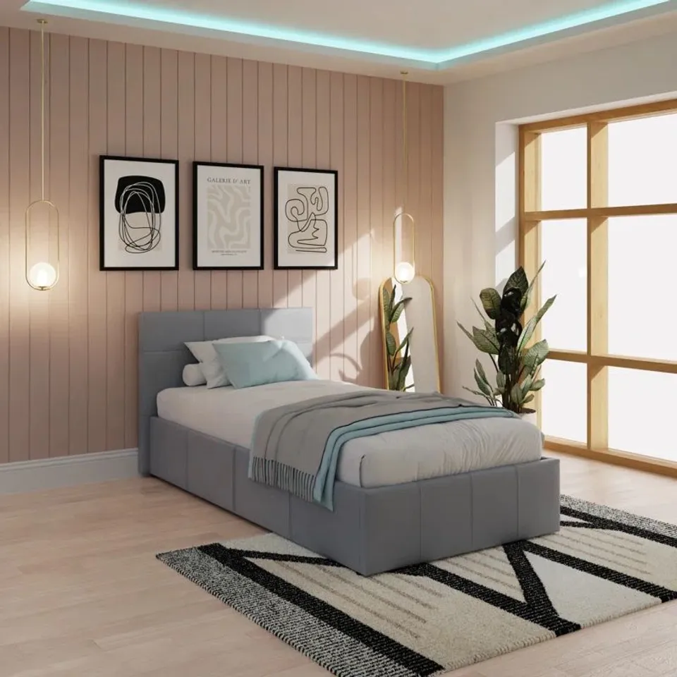 BOXED BASSO UPHOLSTERED SIDE LIFT OTTOMAN BED (2 BOXES)