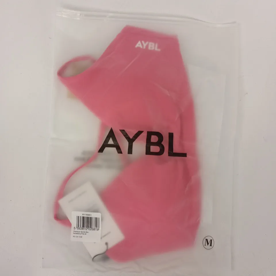BAGGED AYBL PHYSIQUE SPORTS BRA IN ROSEBERRY PINK SIZE MEDIUM