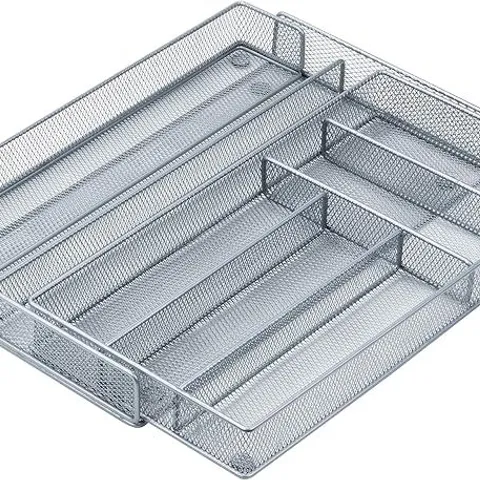 HONEY-CAN-DO EXPANDABLE STEEL MESH DRAWER ORGANIZER, 7 COMPARTMENTS, SILVER, ADJUSTABLE 11.5 TO 20 INCHES WIDE