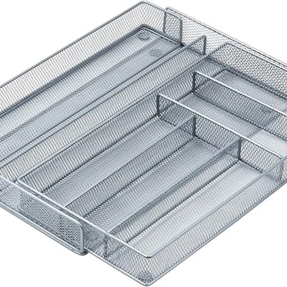 HONEY-CAN-DO EXPANDABLE STEEL MESH DRAWER ORGANIZER, 7 COMPARTMENTS, SILVER, ADJUSTABLE 11.5 TO 20 INCHES WIDE