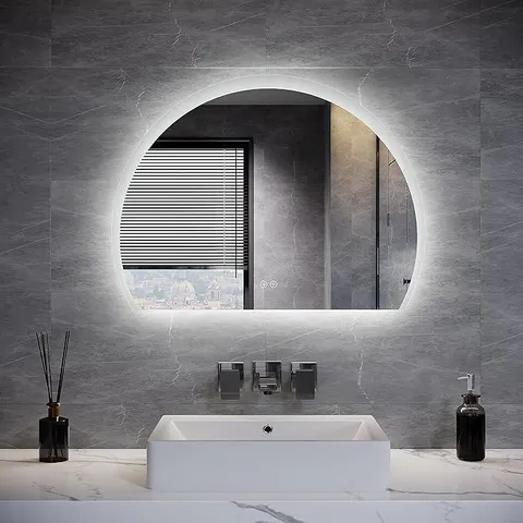 BOXED ELEGAN ROUND CUT LED MIRROR 800 X 600MM WITH ANTI-FOG AND TOUCH SENSOR