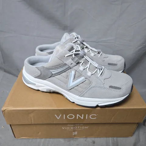 BOXED VIONIC 23 WALK LOAFER MULES IN PALOMA GREY - SIZE 5.5