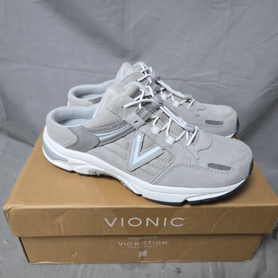 BOXED VIONIC 23 WALK LOAFER MULES IN PALOMA GREY - SIZE 5.5