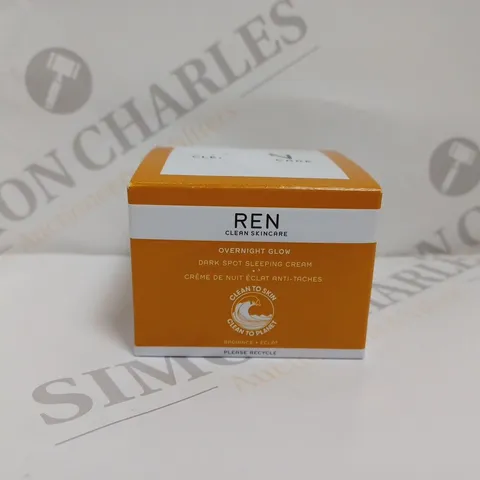 BOXED AND SEALED REN CLEAN SKINCARE OVERNIGHT GLOW DARK SPOT SLEEPING CREAM - 50ML