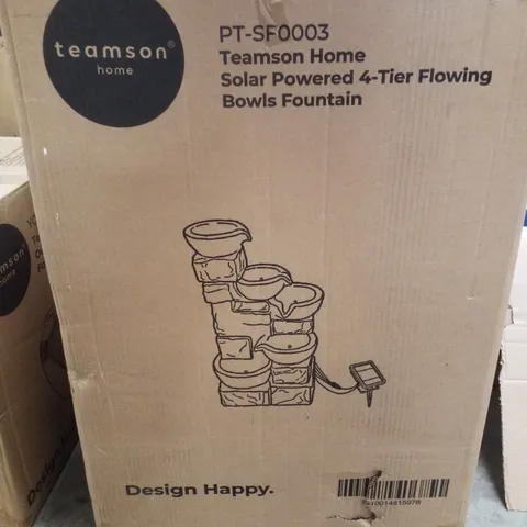 BOXED TEAMSON HOME SOLAR POWERED 4-TIER FLOWING BOWLS FOUNTAIN 