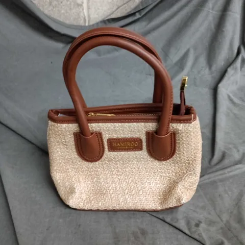 WOMEN’S BOUCLÉ HANDBAG WITH BROWN LEATHER TRIM HAMINROO