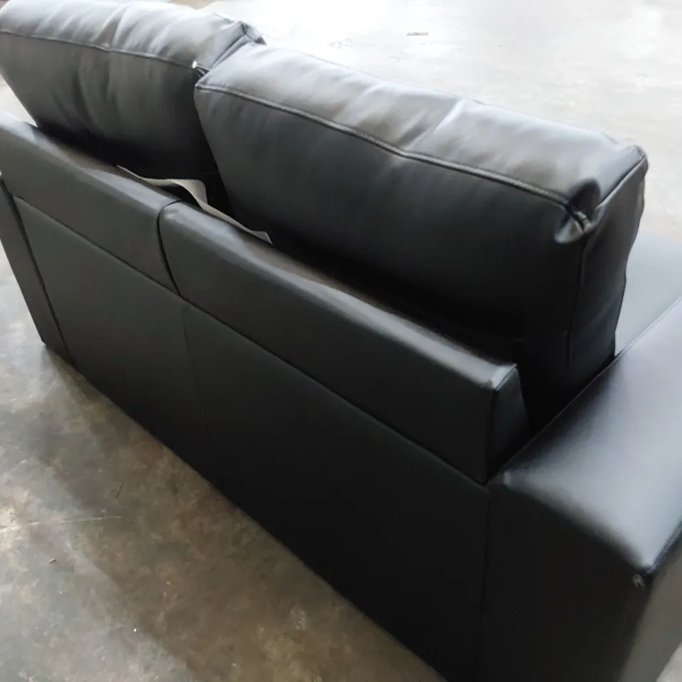 DESIGNER TWO SEATER SOFA BLACK LEATHER 