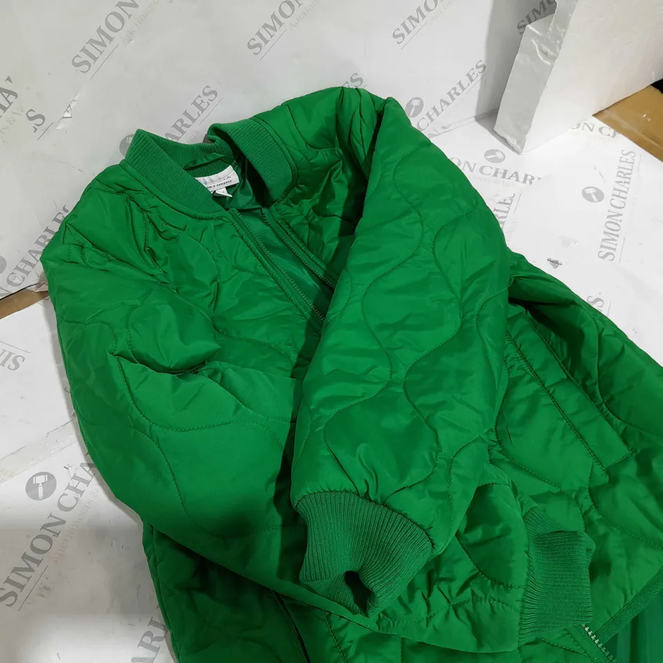 D&CO QUILT BOMBER JACKET GREEN SIZE XS