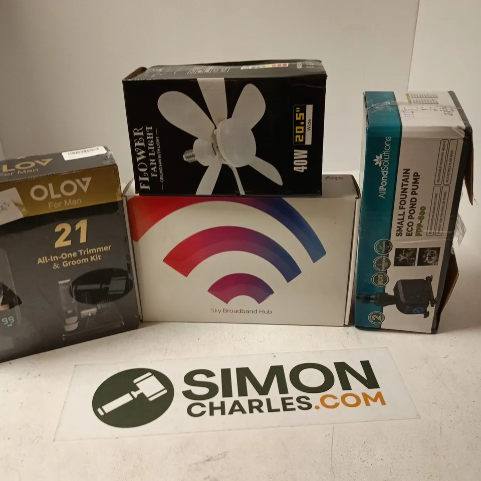 APPROXIMATELY 15 ASSORTED ELECTRICAL ITEMS TO INCLUDE FLOWER FAN LIGHT, SMALL FOUNTAIN ECO POND PUMP, ALL-IN-ONE TRIMMER & GROOM KIT, ETC - COLLECTION ONLY 