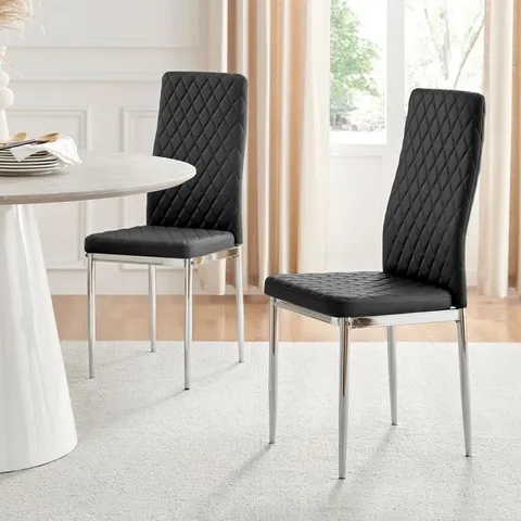 BOXED EUBANKS FAUX LEATHER MODERN TALL BLACK DINING CHAIRS