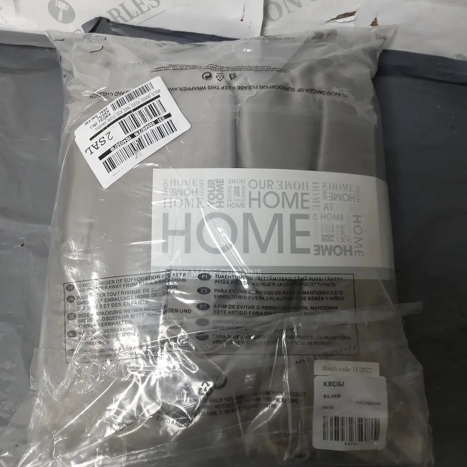 AMELIE CRUSHED VELVET LINED EYELET CURTAINS 168X183 IN SILVER RRP £32