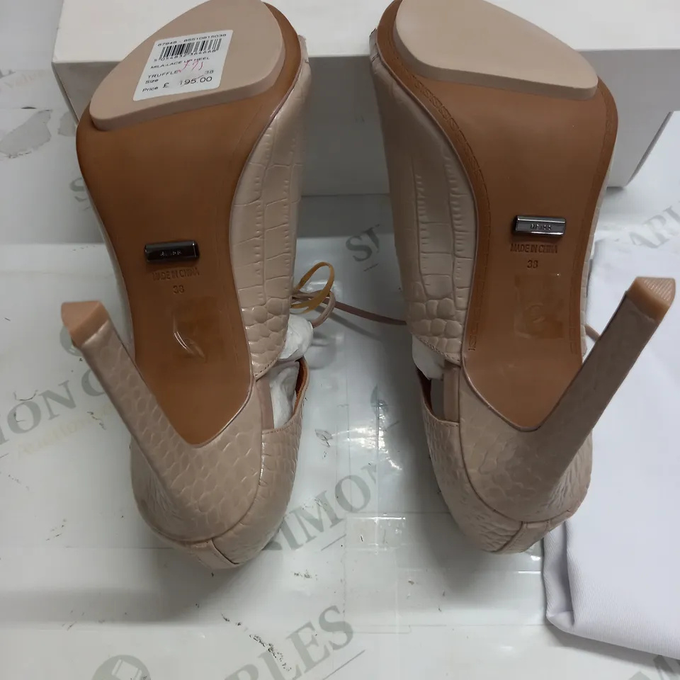 BOXED PAIR OF REISS MILA PEEPTO SHOES IN TRUFFLE CROC - 5