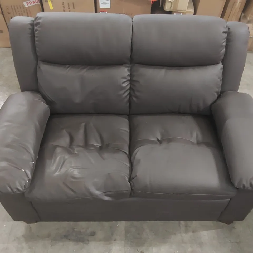 QUALITY DESIGNER 2 SEATER FAUX LEATHER SOFA