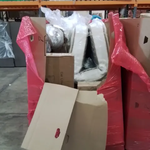 PALLET OF ASSORTED HOUSEHOLD ITEMS AND CONSUMER PRODUCTS TO INCLUDE; MATTRESS, BABY STROLLER, BOOSTER SEAT, CAT LITTER BOX ETC