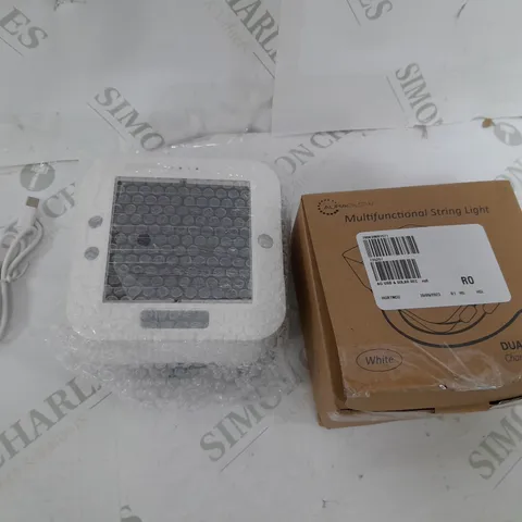 AURAGLOW WHITE USB & SOLAR RECHARGEABLE STRING LIGHTS