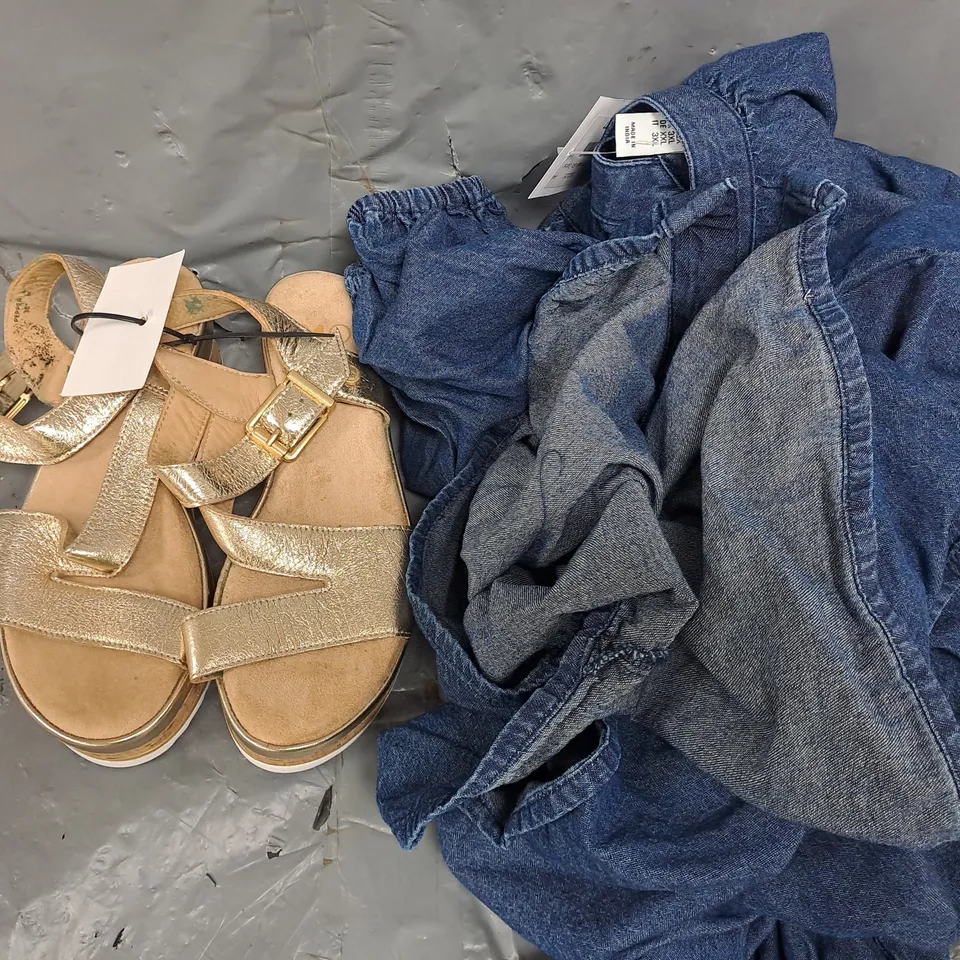 BOX OF APPROXIMATELY 10 ASSORTED HOUSEHOLD AND CLOTHING ITEMS IN VARIOUS STYLES, SIZES, AND, COLOURS, ETC - COLLECTION ONLY