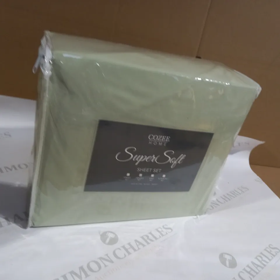 SUPERSOFT BY COZEE HOME SET OF FITTED SHEETS (2) - SAGE GREEN - DOUBLE
