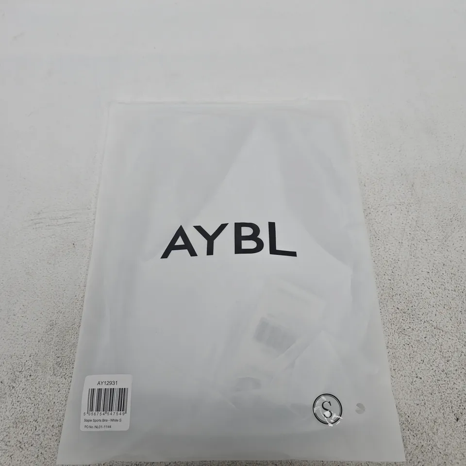 BAGGED AYBL STAPLES SPORTS BRA – WHITE, SIZE S
