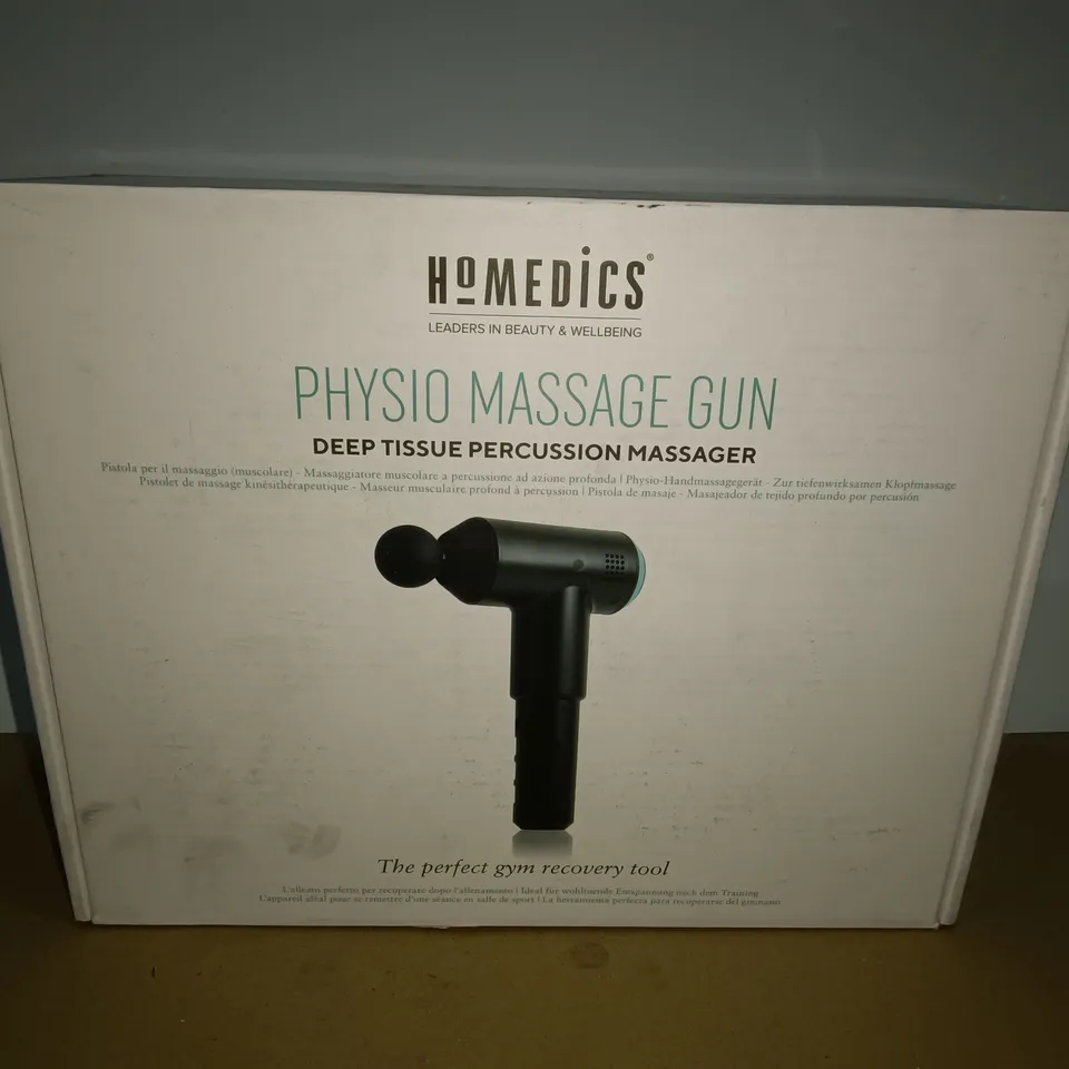 BOXED HOMEDICS PHYSIO MASSAGE GUN DEEP TISSUE MASSAGER