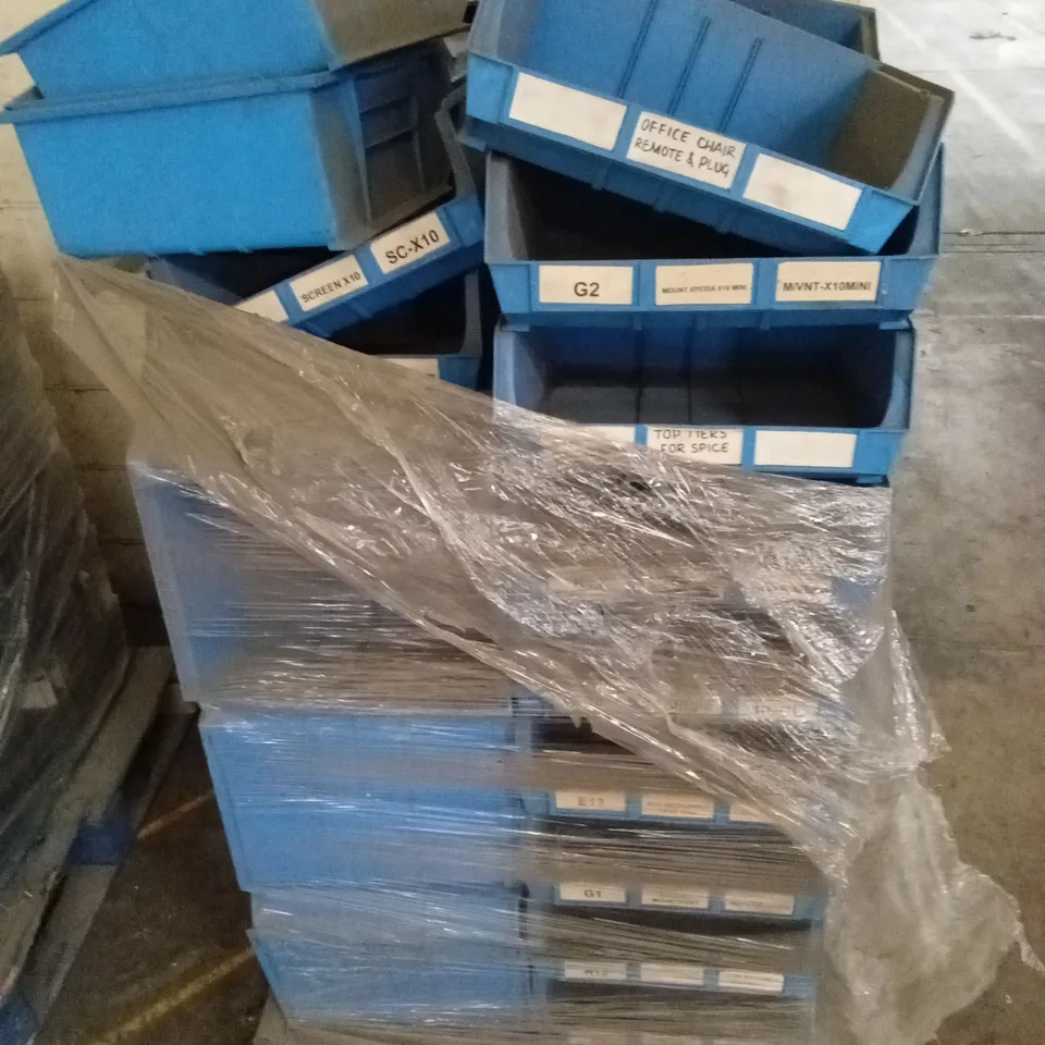 PALLET OF ASSORTED PLASTIC STORAGE BINS/CONTAINERS