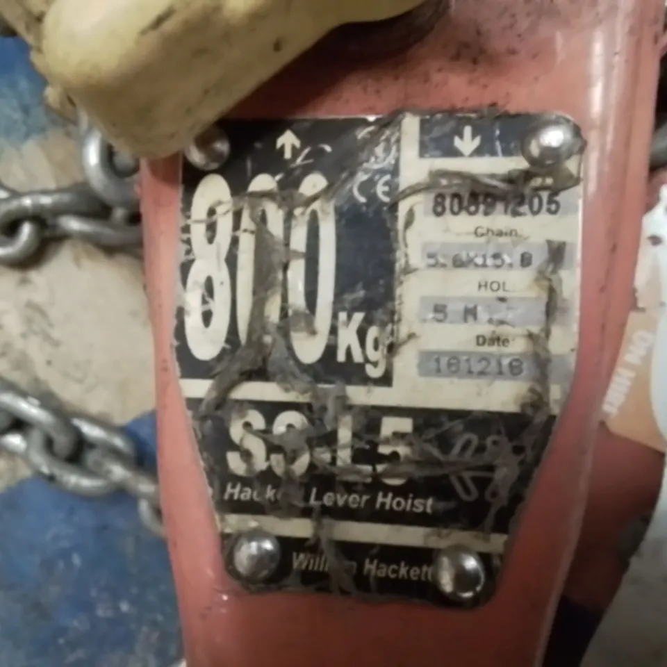 EIGHT L5 PULL LIFT 800KG SWL CW TSE 5M CHAIN HOISTS
