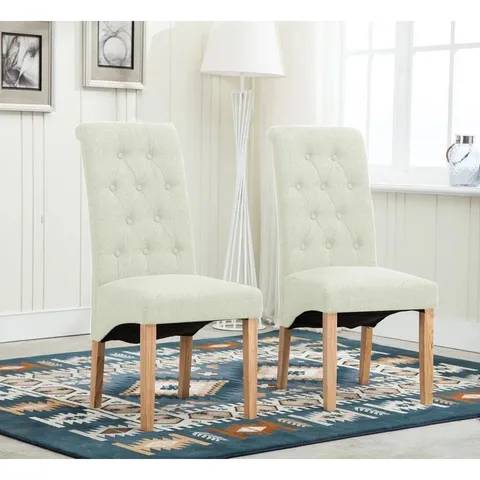 BOXED SET OF 2 ANYA BEIGE UPHOLSTERED DINING CHAIRS (1 BOX)